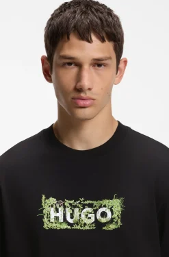 Cotton T-shirt with embroidered logo artwork