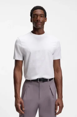 Cotton T-shirt with jacquard pattern