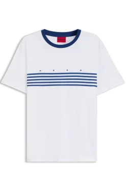 Cotton T-shirt with printed stripes