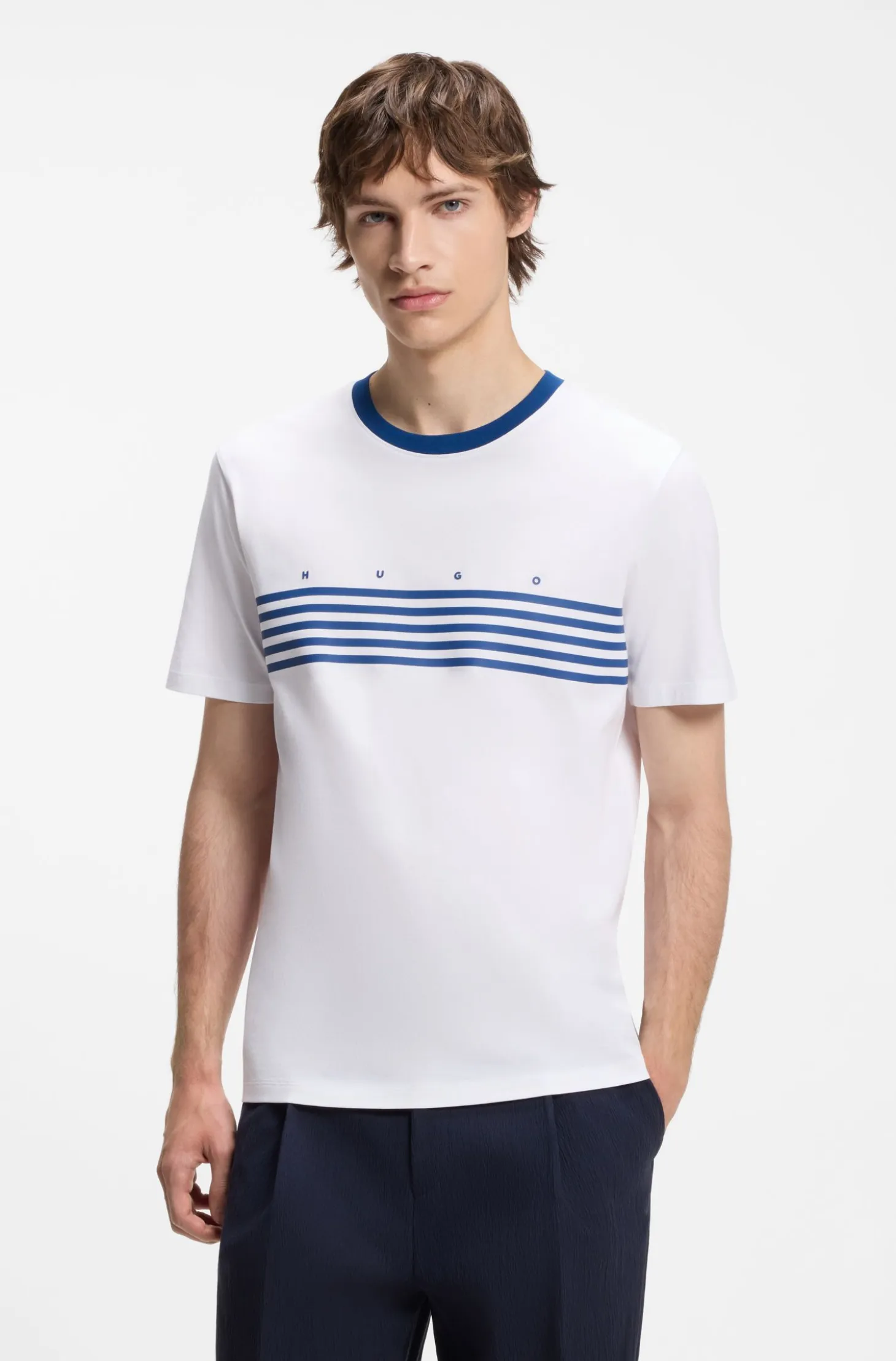 Cotton T-shirt with printed stripes