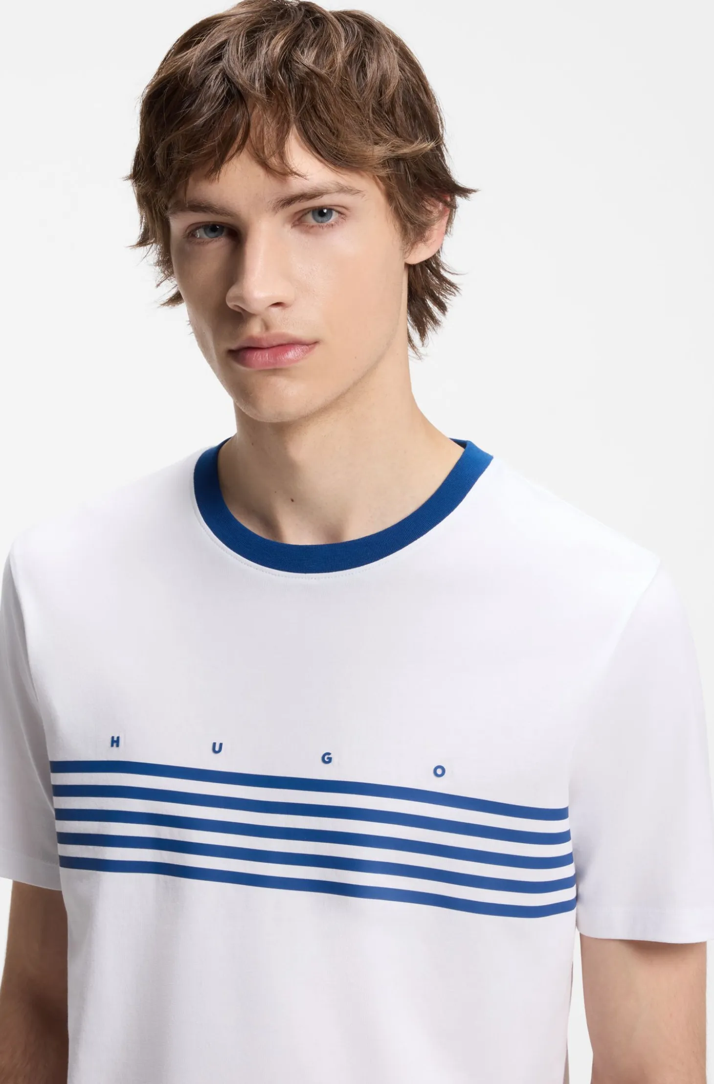 Cotton T-shirt with printed stripes