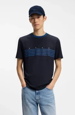 Cotton T-shirt with printed stripes