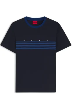 Cotton T-shirt with printed stripes
