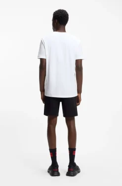 Cotton T-shirt with red woven logo label