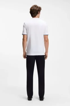 Cotton T-shirt with tipped sleeve cuffs