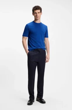 Cotton T-shirt with tipped sleeve cuffs