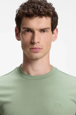Cotton T-shirt with tipped sleeve cuffs
