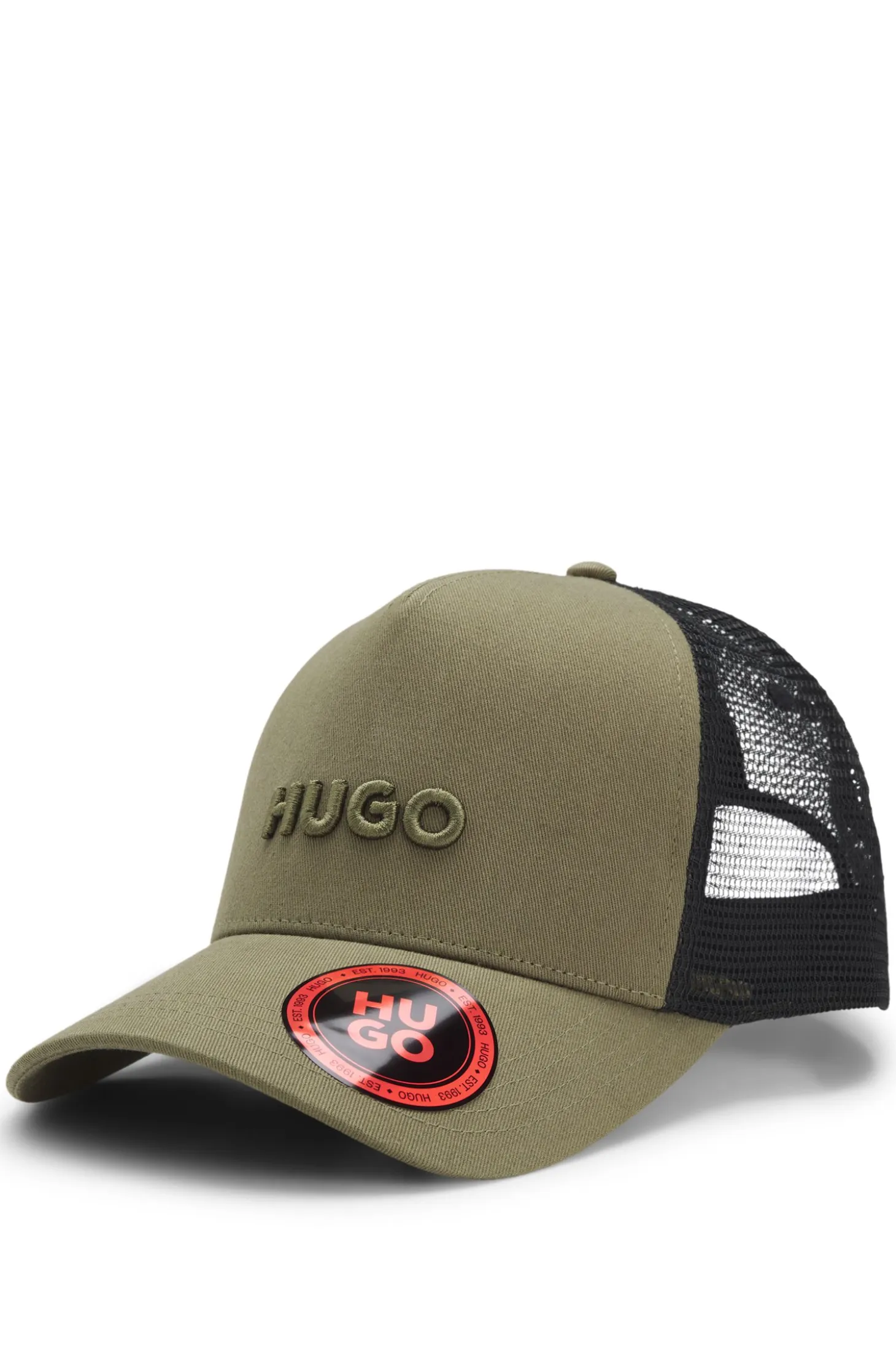Cotton-twill cap with mesh panels