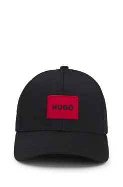 Cotton-twill cap with red logo label