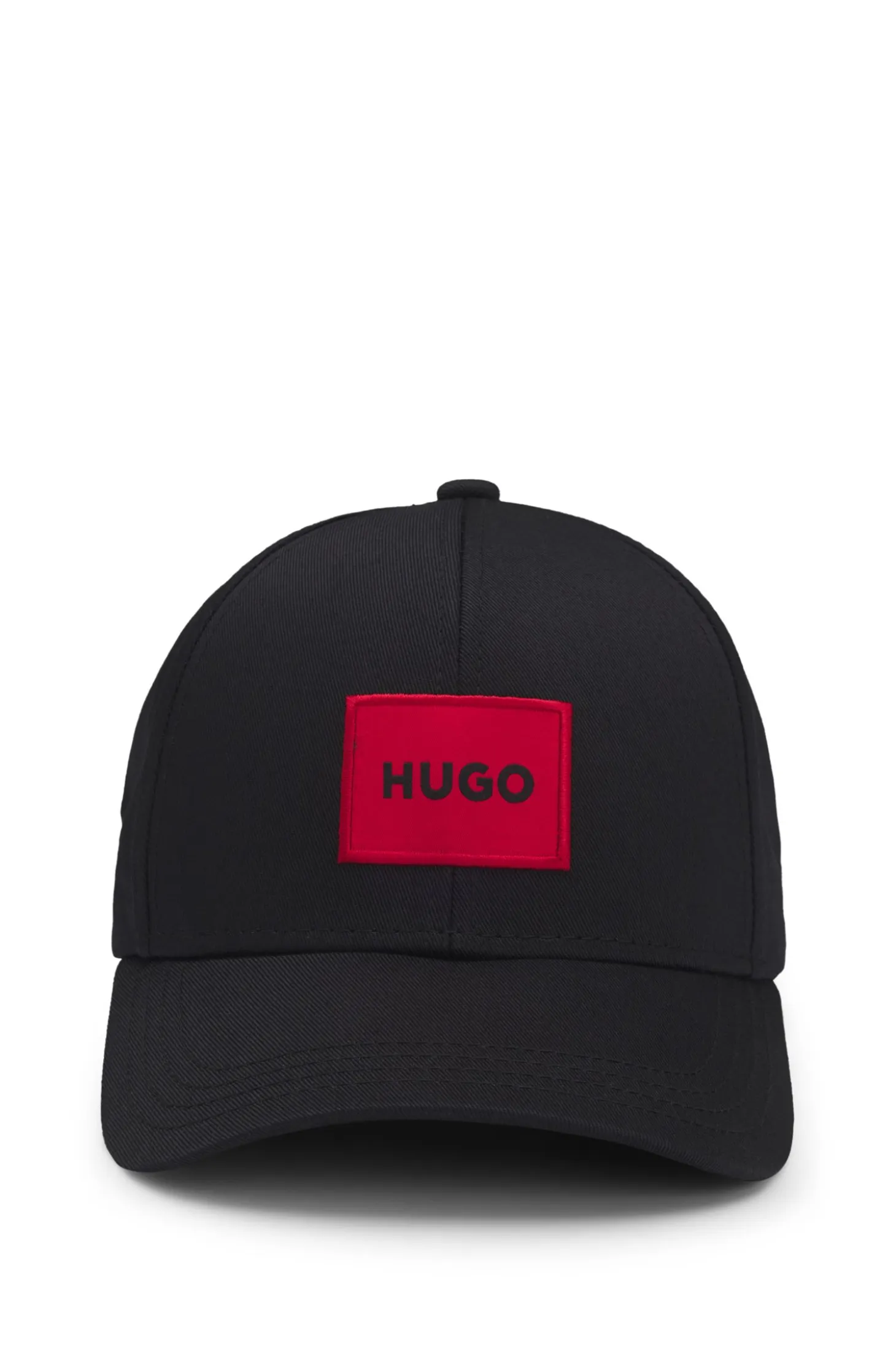 Cotton-twill cap with red logo label