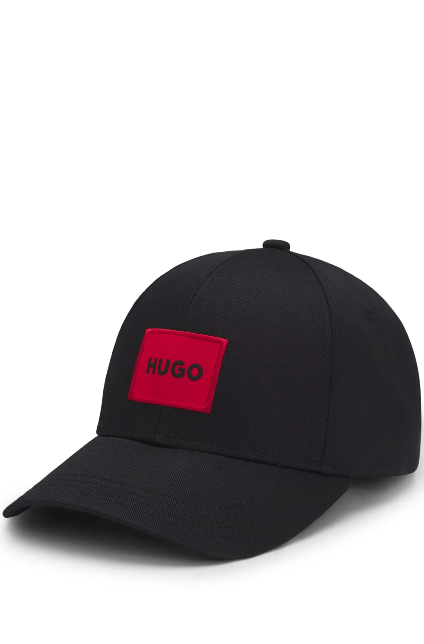 Cotton-twill cap with red logo label