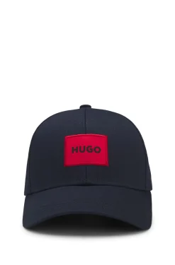 Cotton-twill cap with red logo label