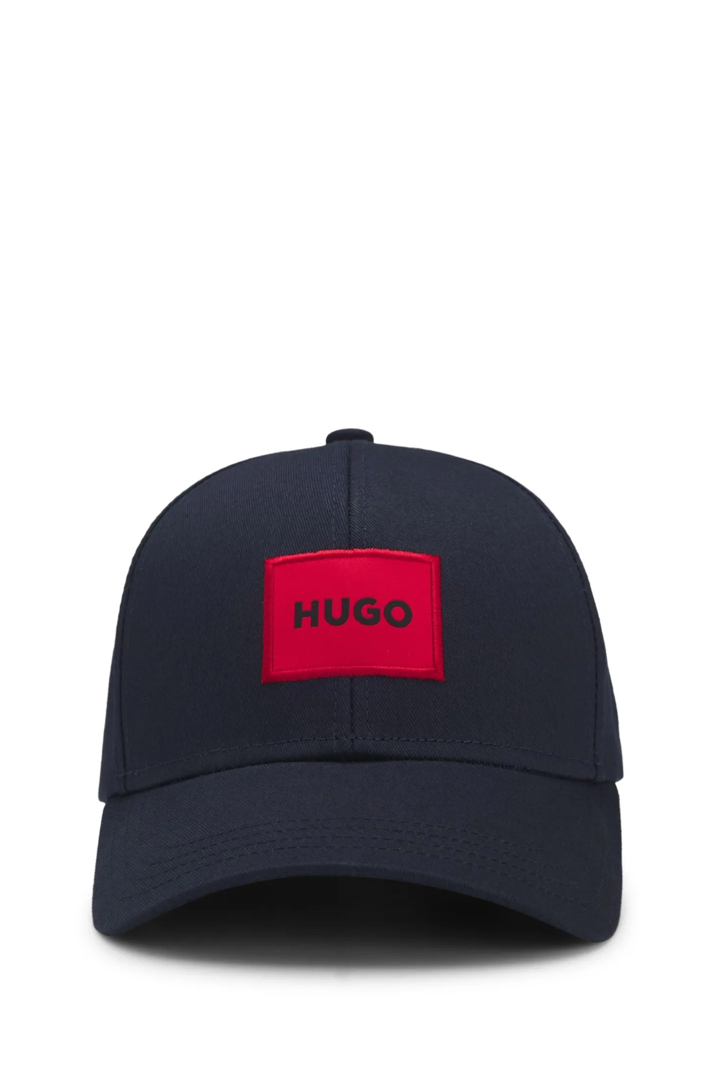 Cotton-twill cap with red logo label