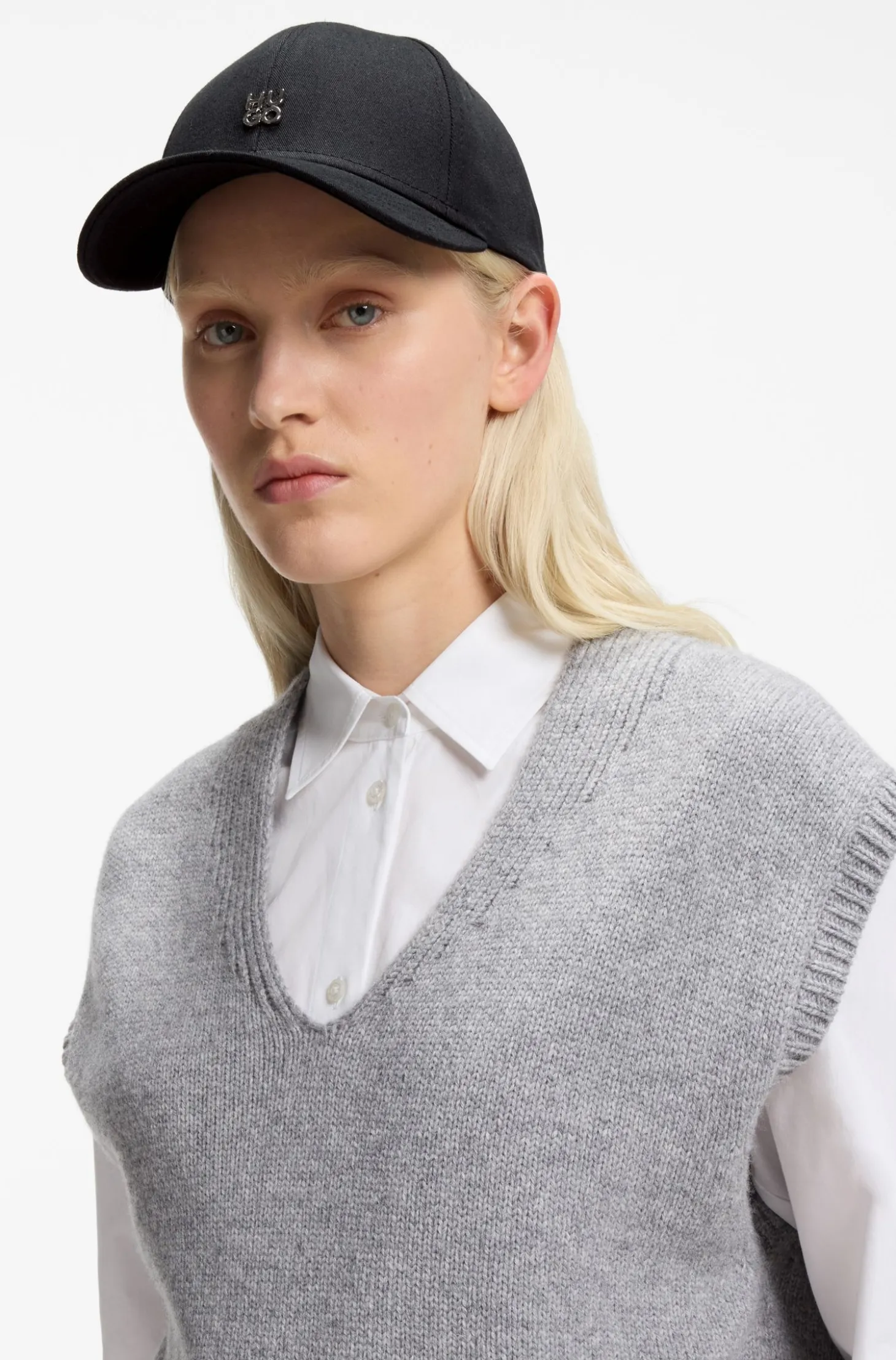 Cotton-twill cap with stacked-logo lettering
