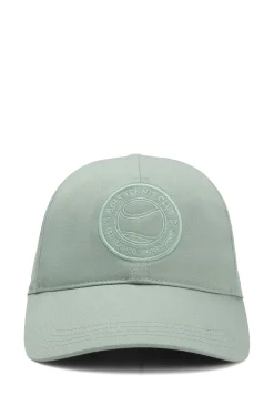 Cotton-twill cap with tennis-theme logo embroidery