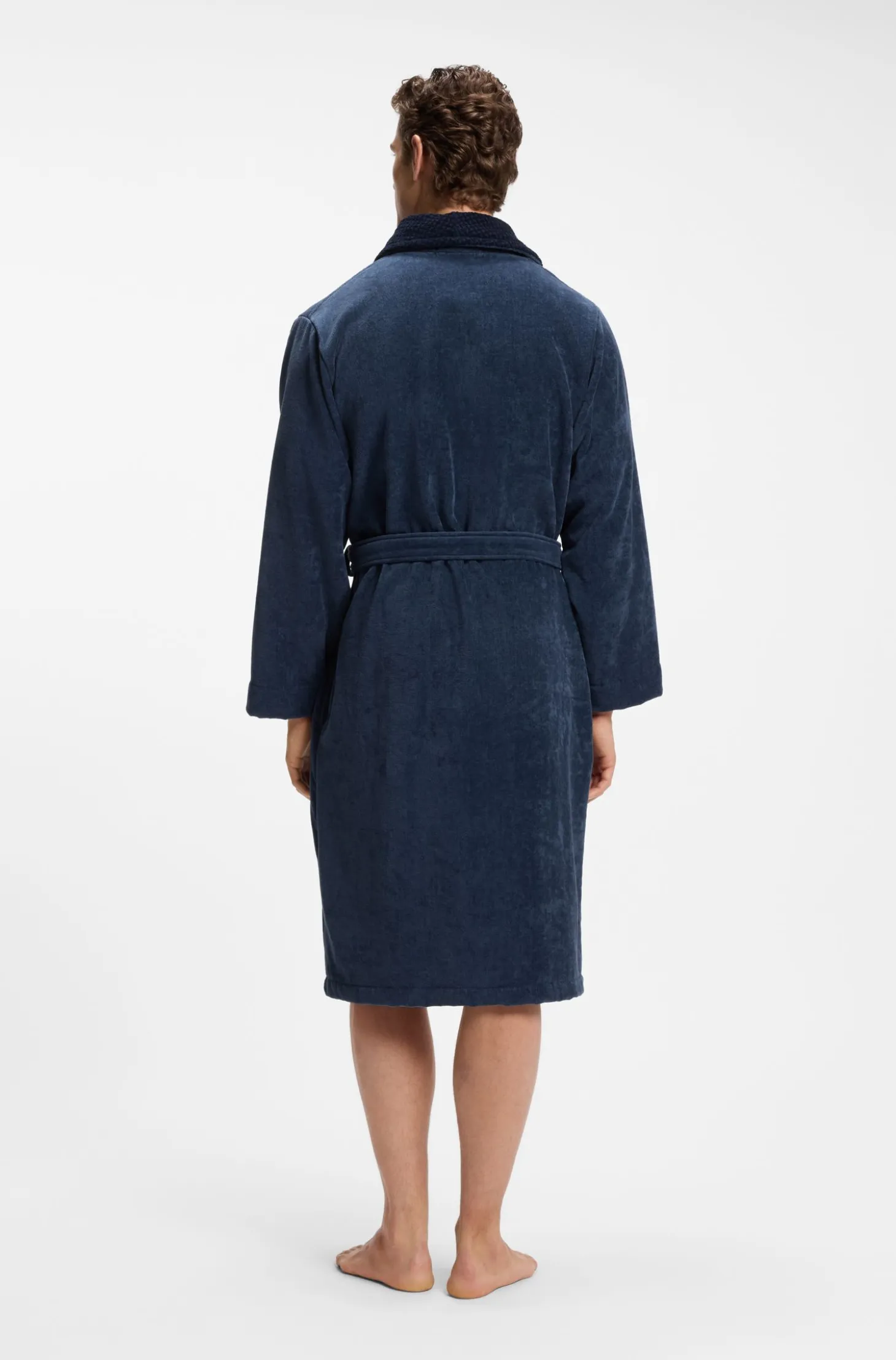 Cotton velvet dressing gown with Double B monogram
