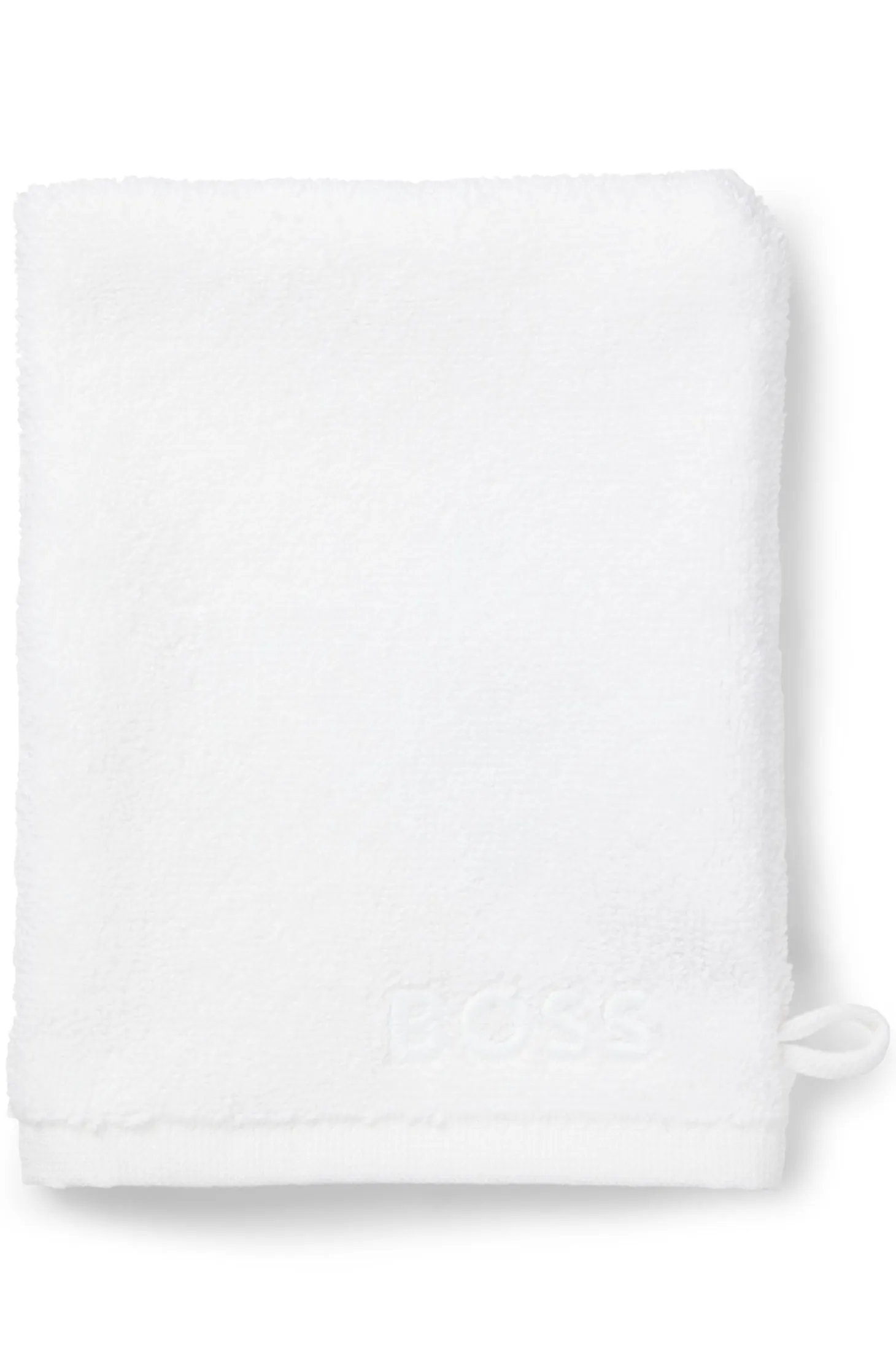 Cotton wash mitt with contrast embroidered logo