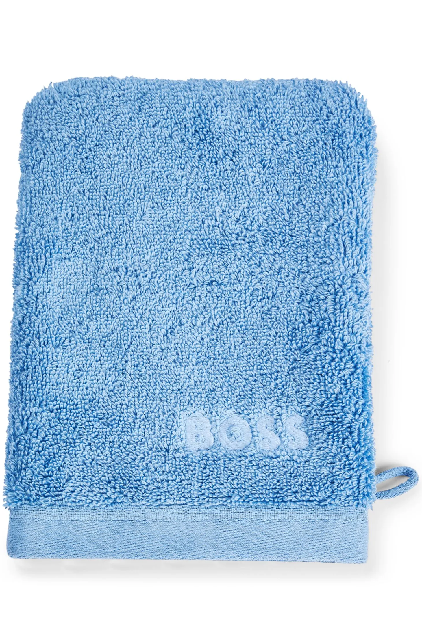 Cotton wash mitt with embroidered logo