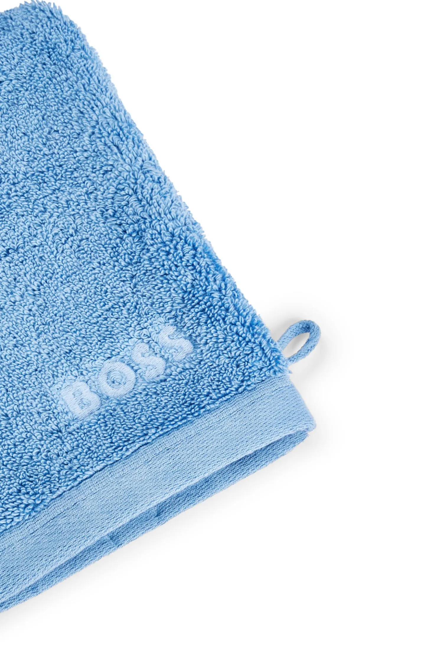 Cotton wash mitt with embroidered logo