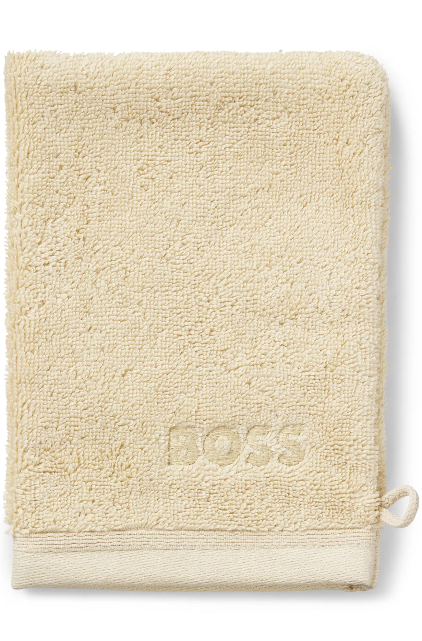 Cotton wash mitt with embroidered logo