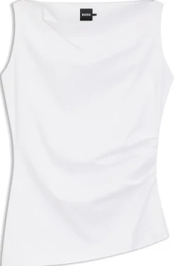 Cowl-neck asymmetric top in mercerised cotton