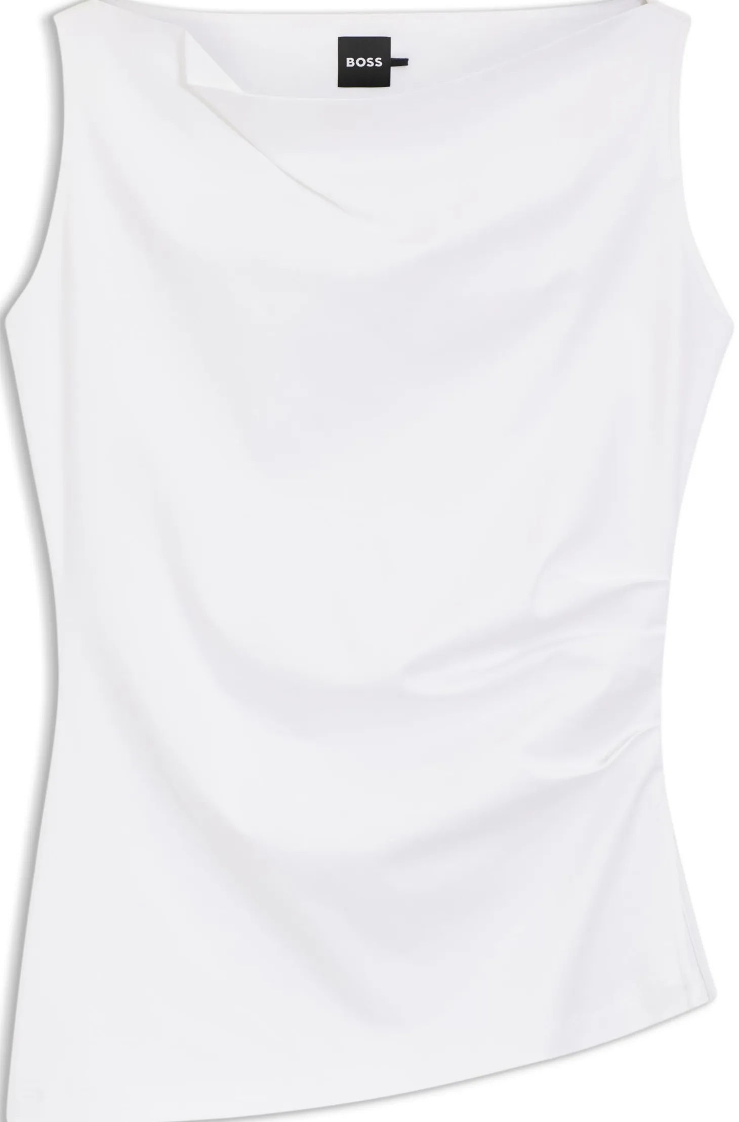 Cowl-neck asymmetric top in mercerised cotton