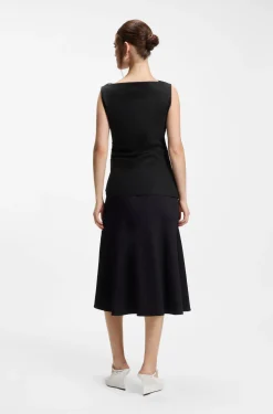 Cowl-neck asymmetric top in mercerised cotton
