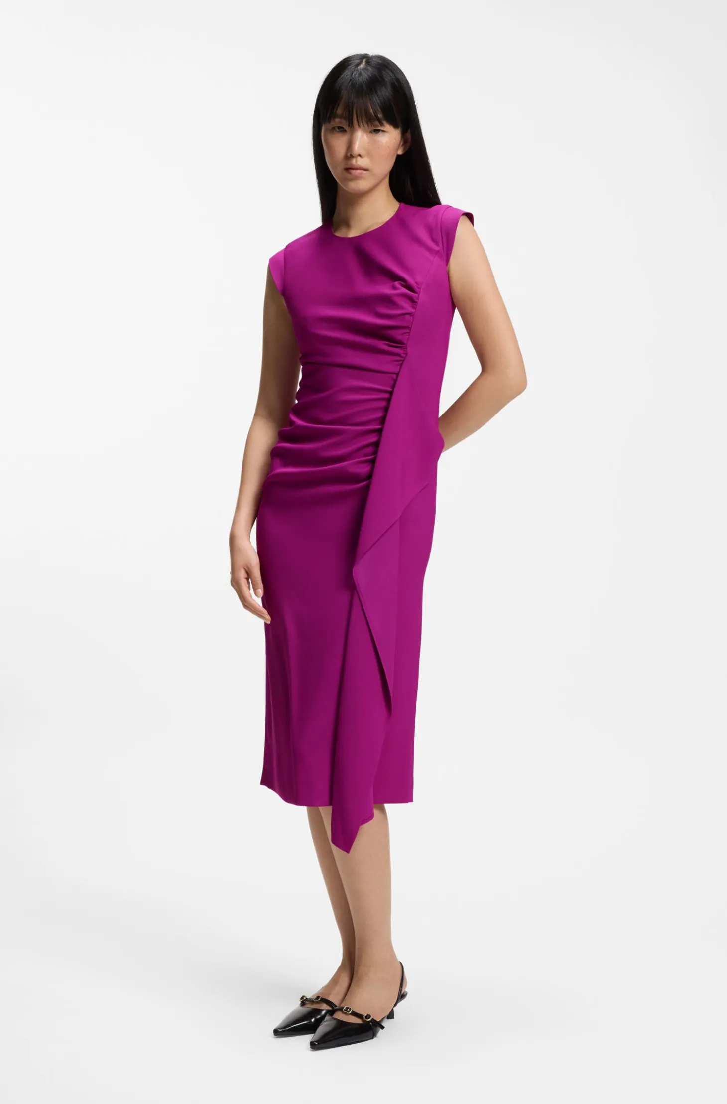 Crepe dress with draped detail