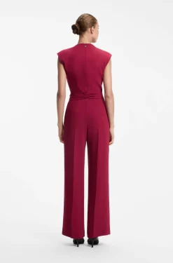 Crepe jumpsuit with belt