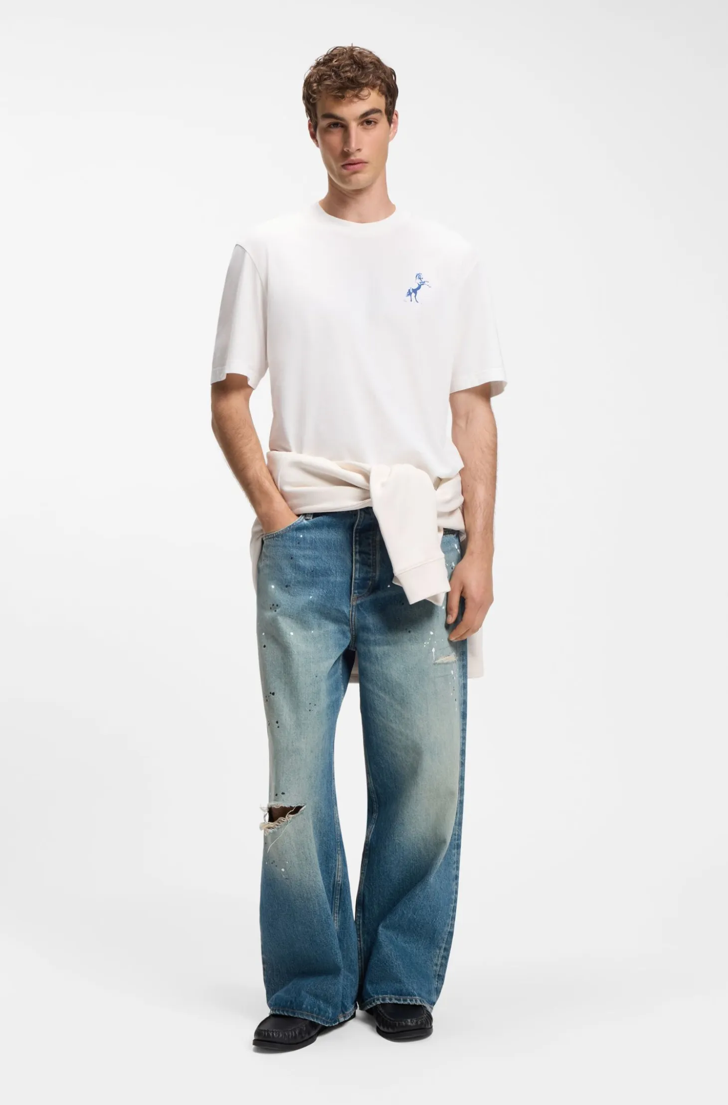 Crew-neck cotton T-shirt with desert print