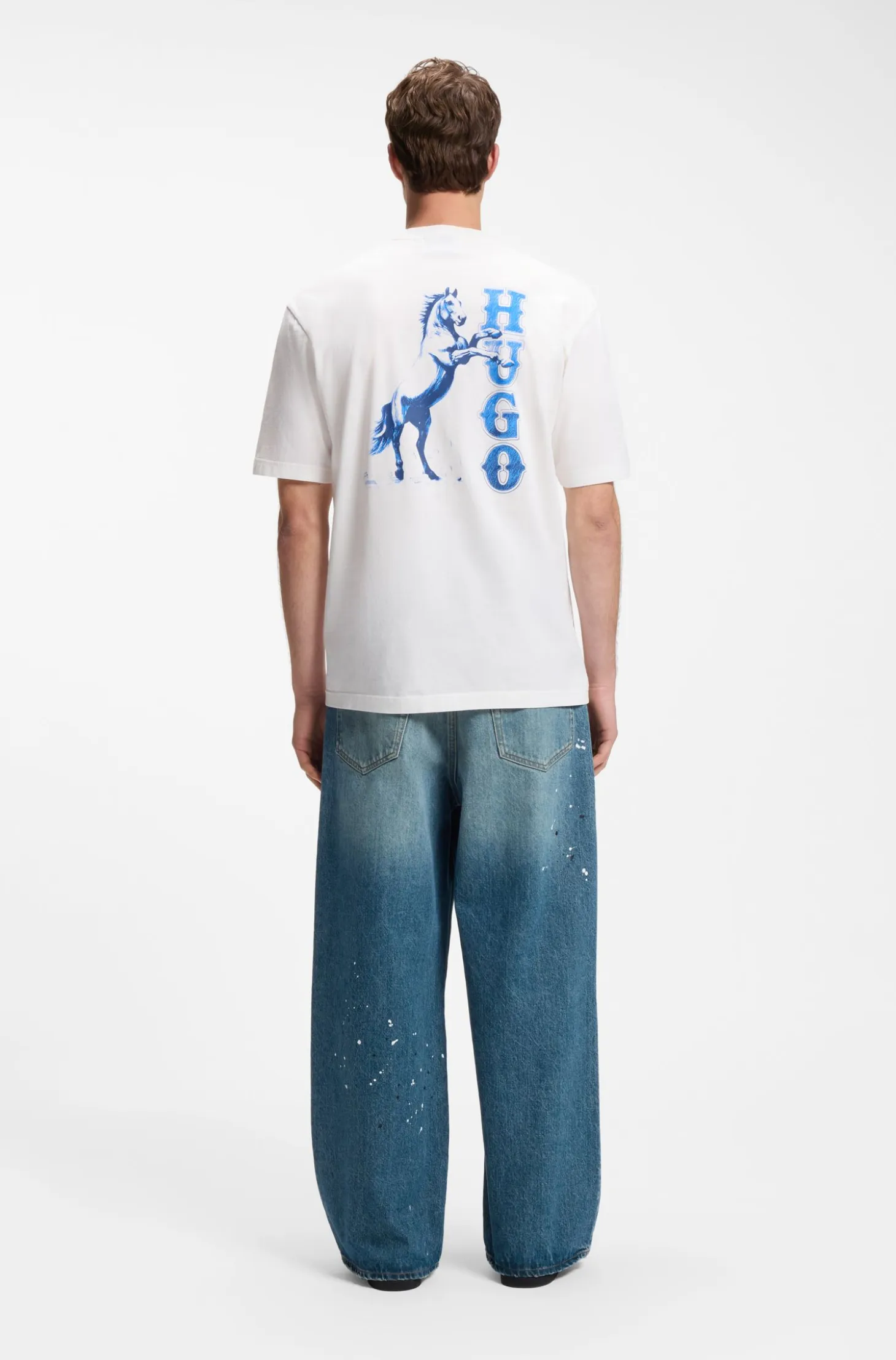 Crew-neck cotton T-shirt with desert print