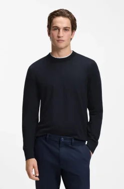 Crew-neck sweater crafted from virgin wool