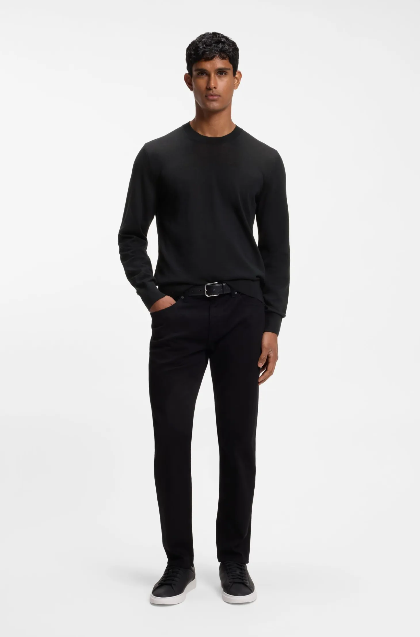Crew-neck sweater crafted from virgin wool