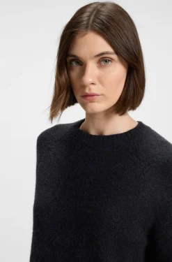 Crew-neck sweater in stretch fabric