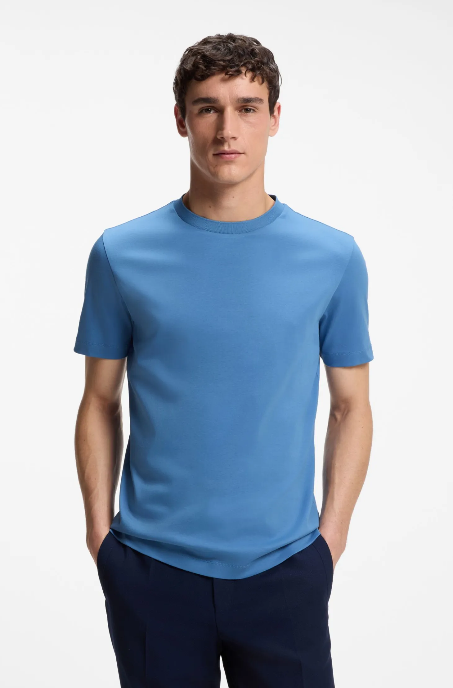 Crew-neck T-shirt in mercerised Supima cotton