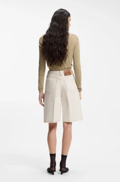 Cropped cardigan with rear ribbed detail