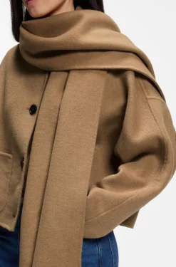 Cropped oversized-fit jacket with detachable scarf