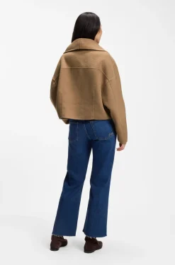 Cropped oversized-fit jacket with detachable scarf