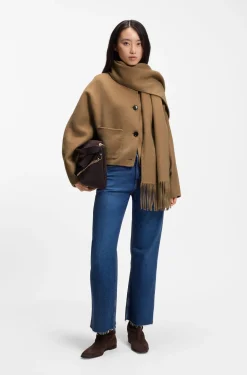 Cropped oversized-fit jacket with detachable scarf
