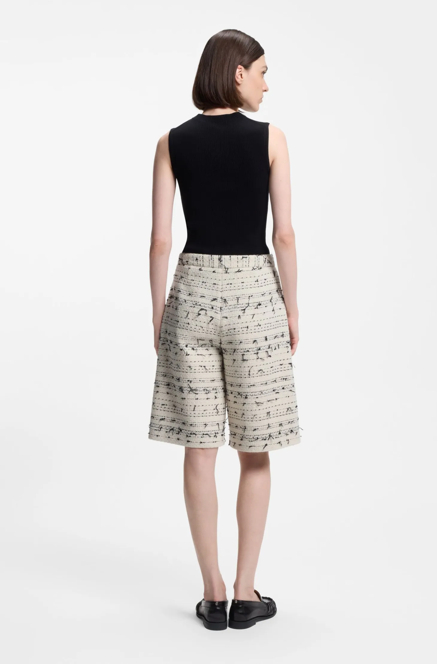 Cropped relaxed-fit trousers in striped cotton-blend tweed