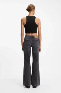 Cropped stretch-cotton tank top with blue logo label