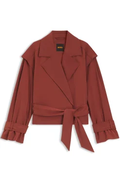 Cropped trench jacket with belt