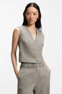 Cropped waistcoat in a wool blend