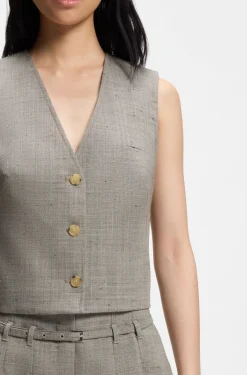 Cropped waistcoat in a wool blend