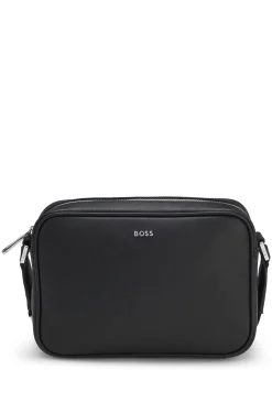 Crossbody bag with silver-tone logo lettering