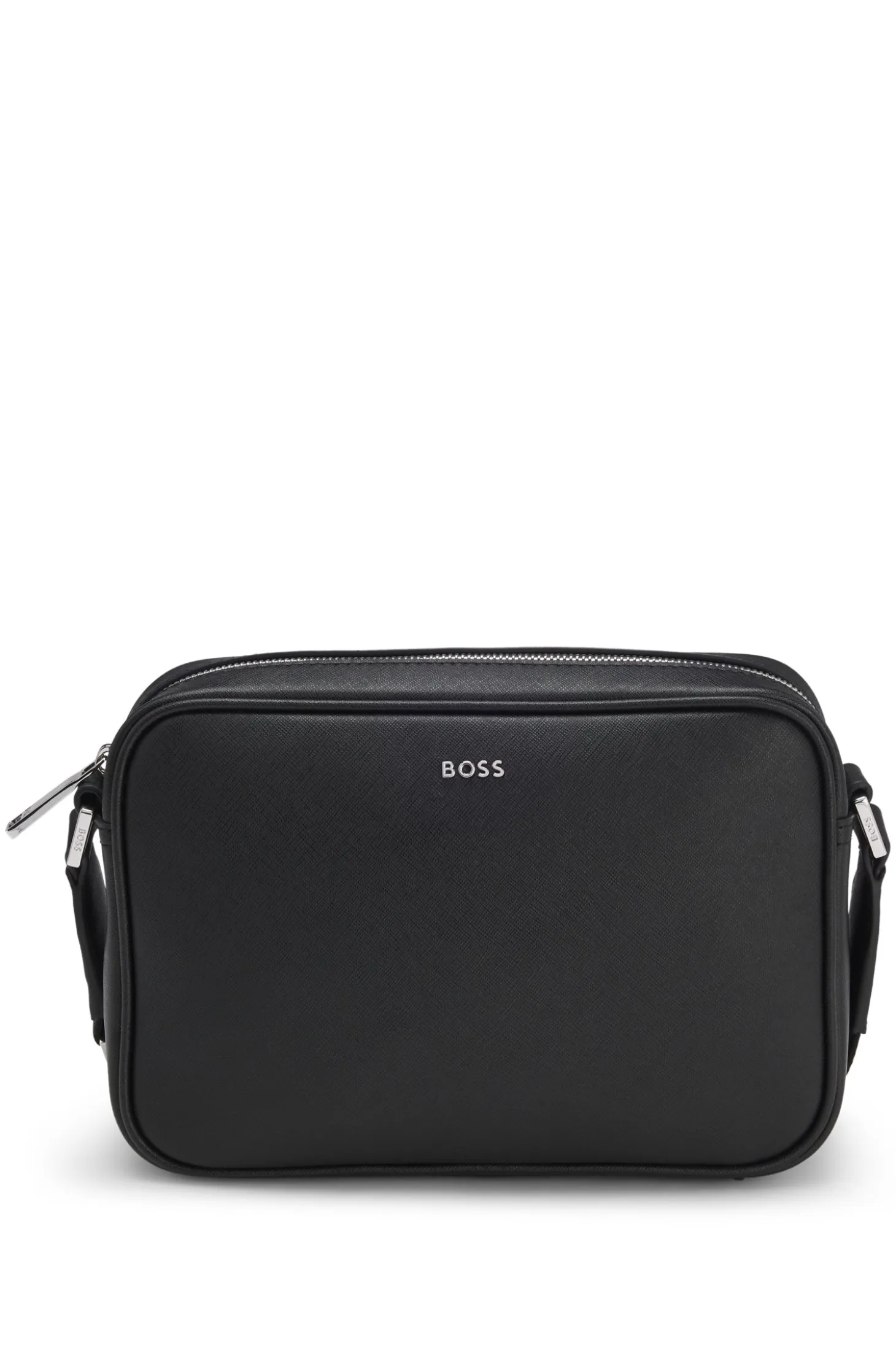 Crossbody bag with silver-tone logo lettering
