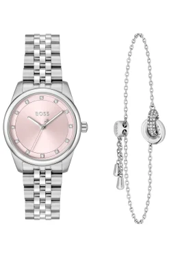 Crystal-embellished watch and bracelet gift set