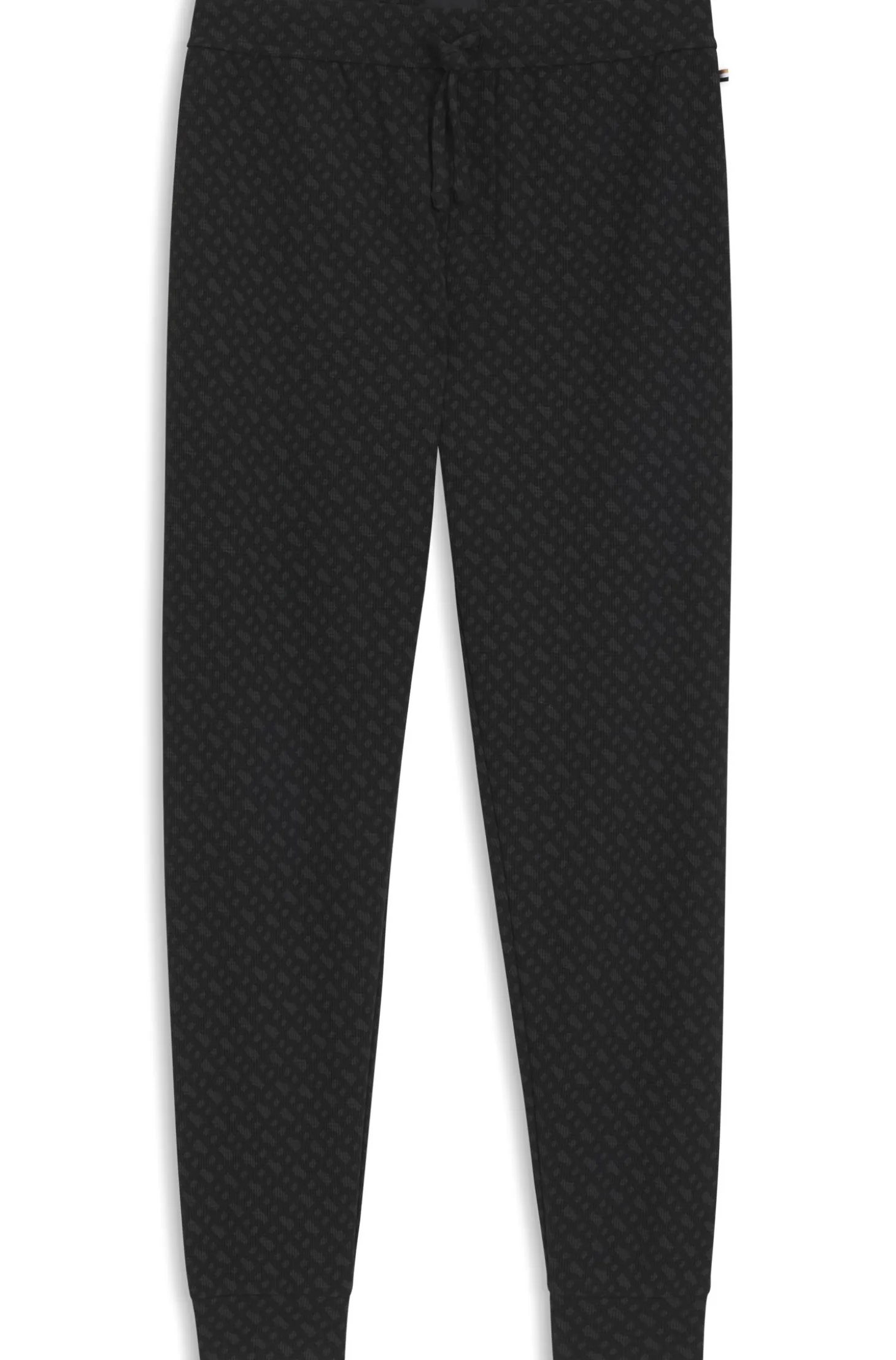 Cuffed pyjama bottoms in monogram-print waffle fabric