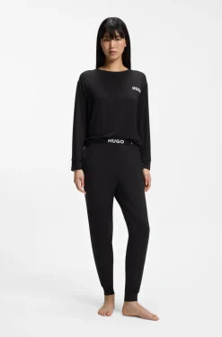 Cuffed pyjama bottoms in stretch jersey with logo waistband