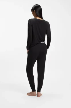 Cuffed pyjama bottoms in stretch jersey with logo waistband